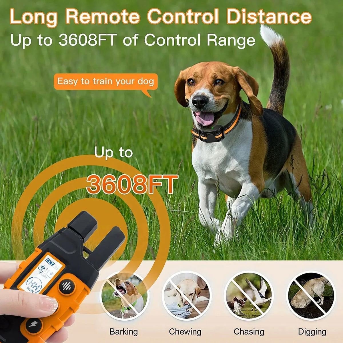 Dog Training Collar Waterproof Remote Control 0.62-Mile Range