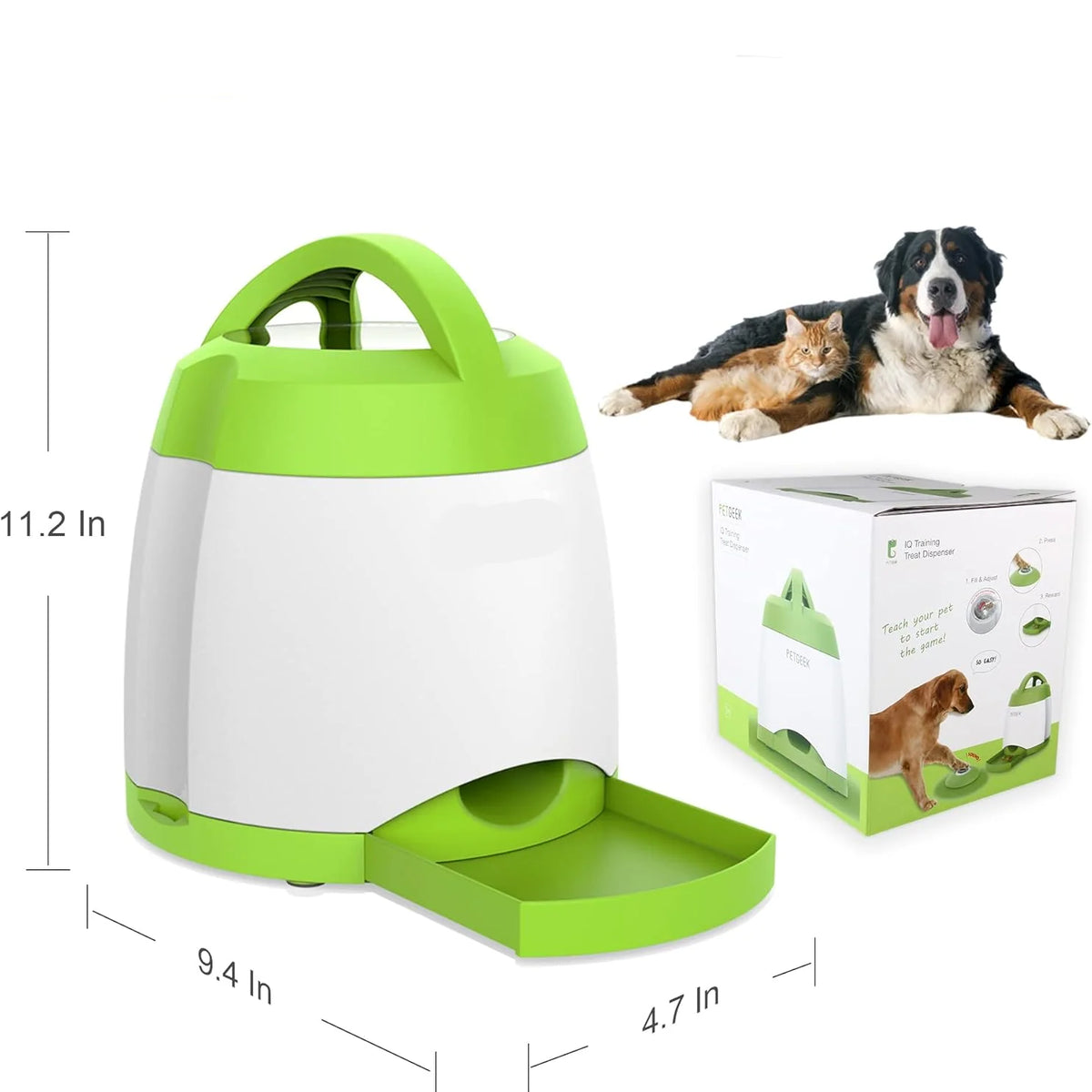 Dog Treat Dispenser Remote Squeaky Button Adjustable Portions