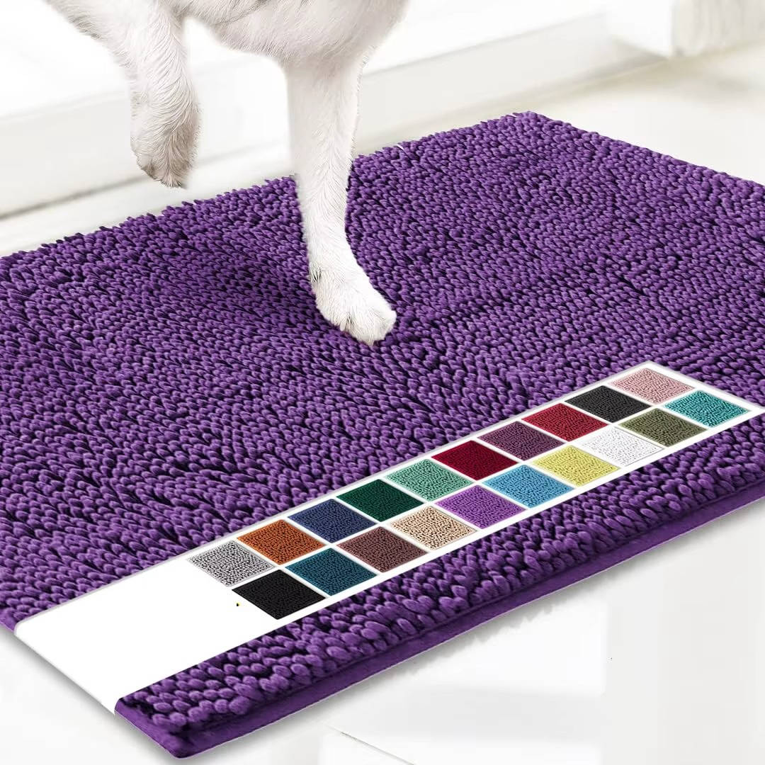 Door Mat Absorbent Chenille Non-Slip Machine Washable