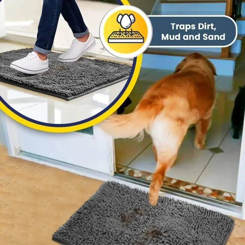 Door Mat Absorbent Chenille Non-Slip Machine Washable