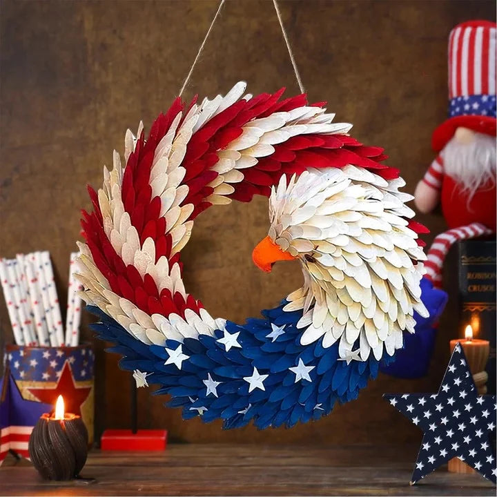 Door Sign Wooden Patriotic Weather-Resistant 12-Inch