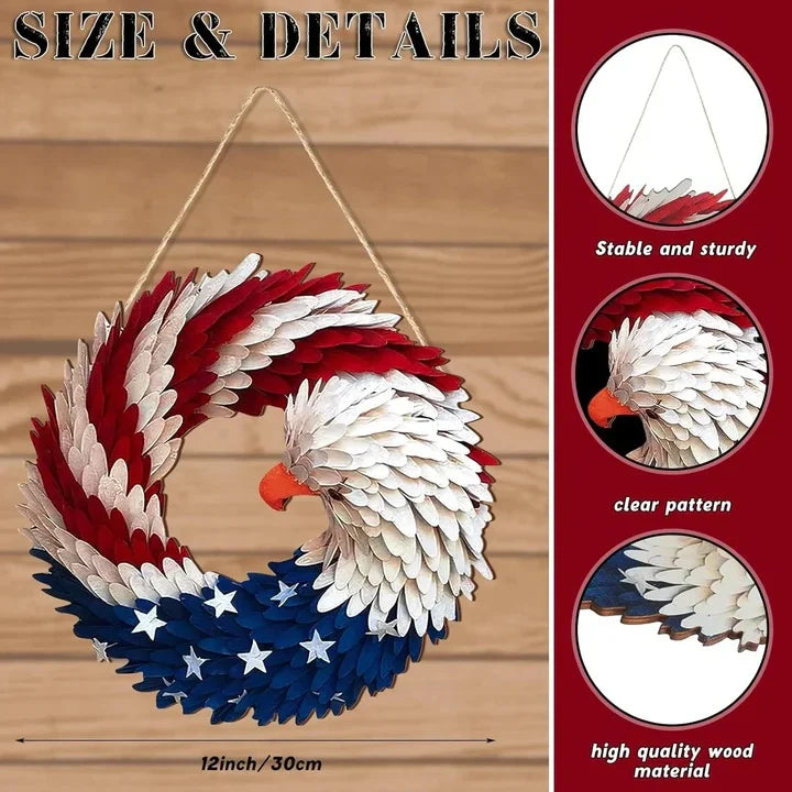 Door Sign Wooden Patriotic Weather-Resistant 12-Inch
