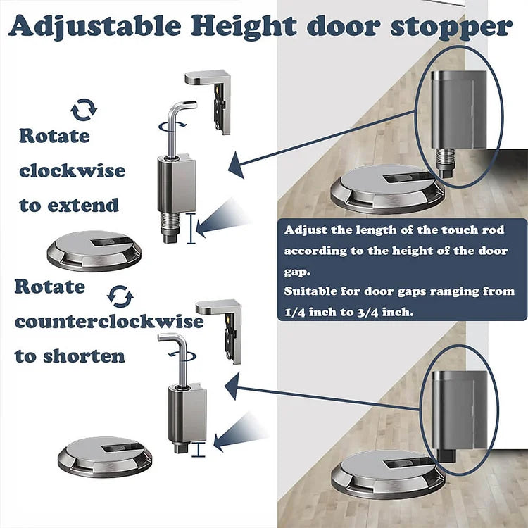 Door Stop Zinc Alloy Foot-Operated Press-Lock