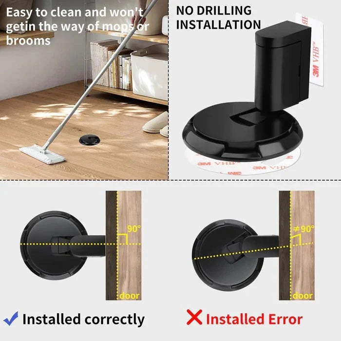 Door Stopper Adjustable Locking Grip Dual Mount