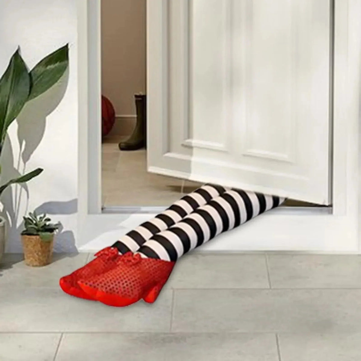 Door Stopper Plush Halloween Striped Legs Sequined Shoes