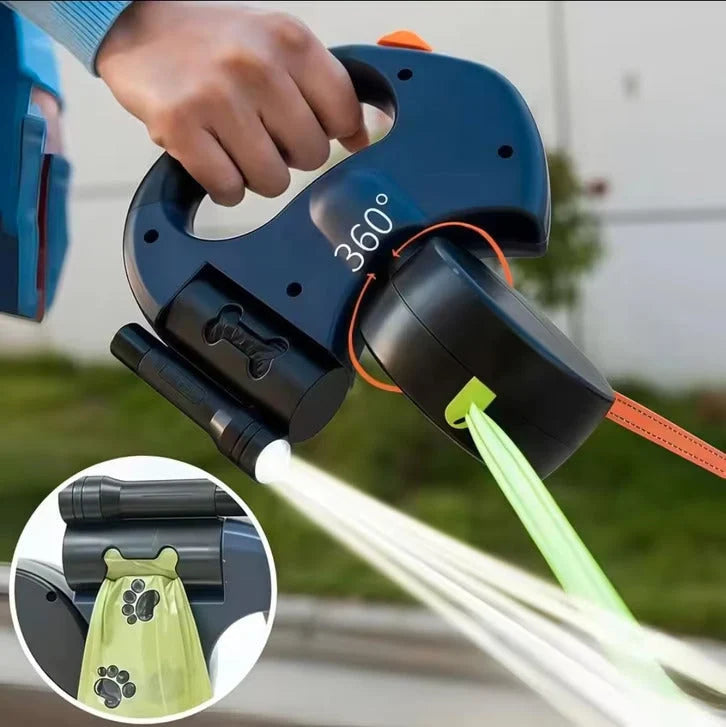Double Dog Leash Tangle-Free Retractable LED Light