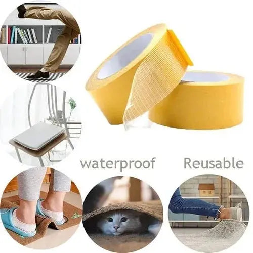 Double-Sided Tape Reinforced Mesh Clear Adhesive 2 Inch x 196 Inch Roll