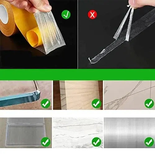 Double-Sided Tape Reinforced Mesh Clear Adhesive 2 Inch x 196 Inch Roll