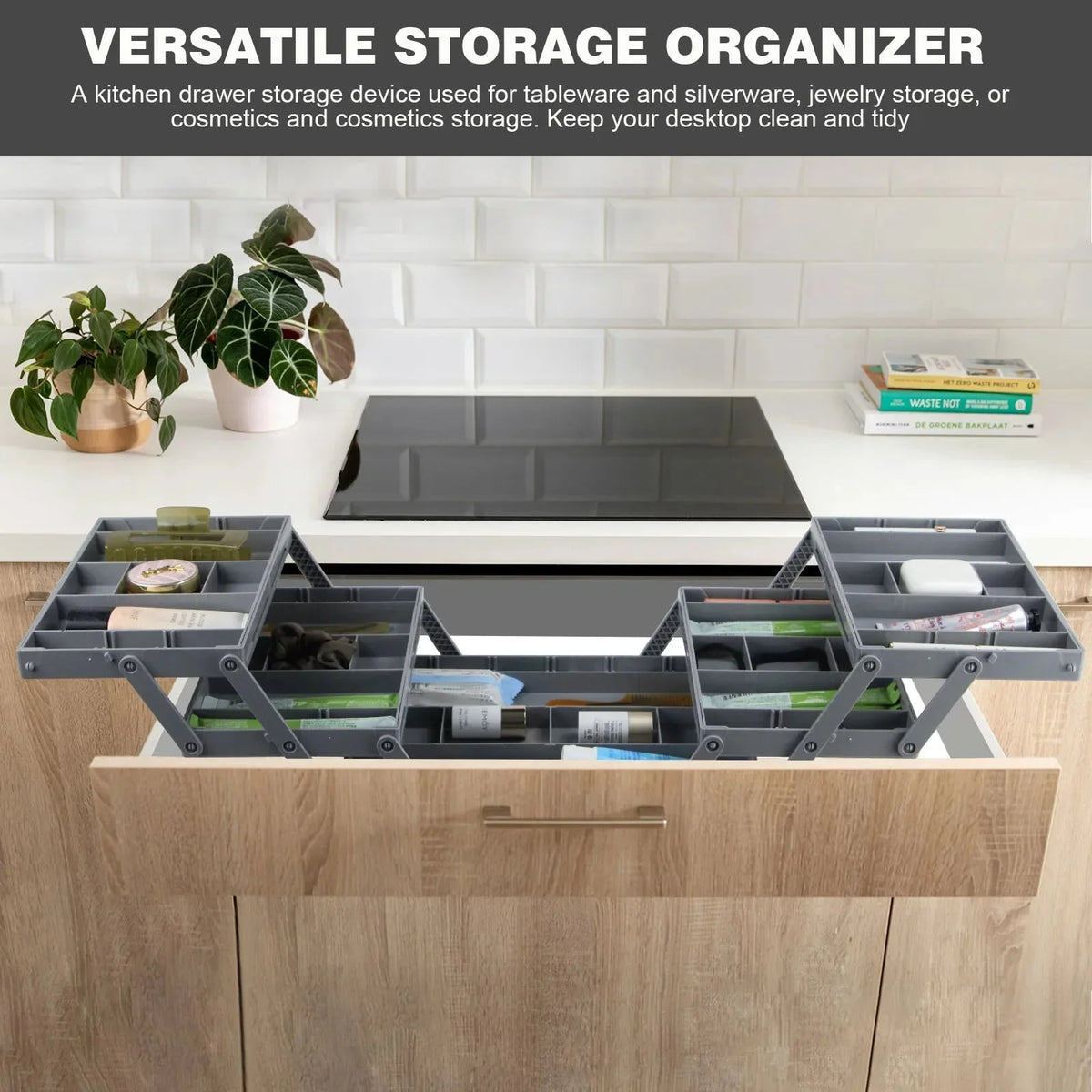 Drawer Organizer Foldable 3-Tier Divided Compartments