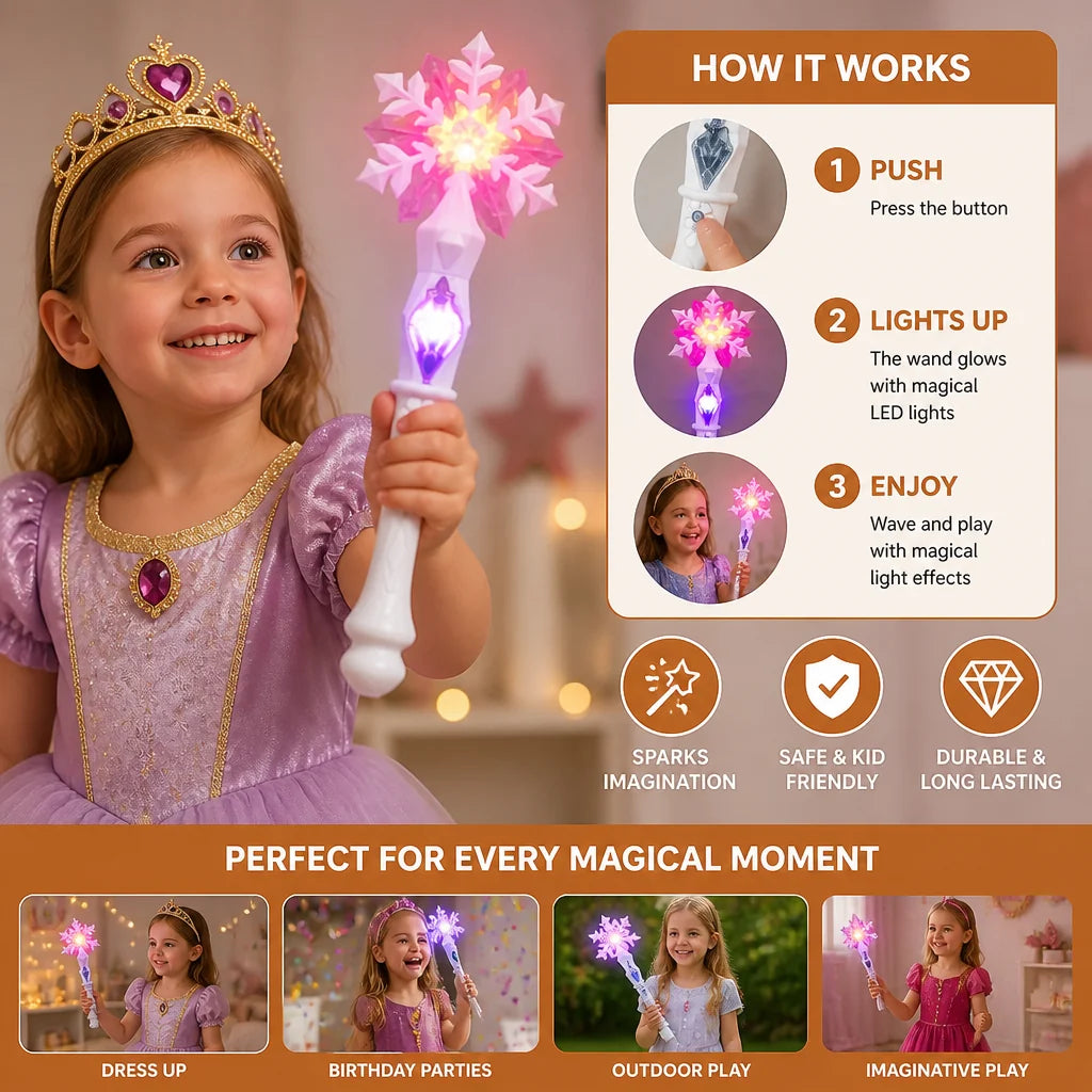 Dress-Up Wand Glowing Snowflake Multicolor Light Effects