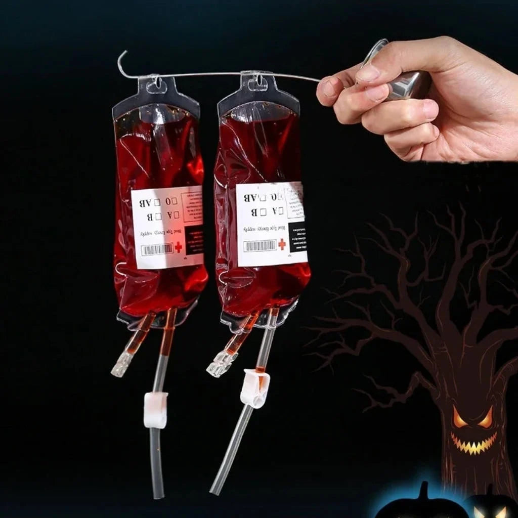 Drink Pouch Blood Bag Design With Serving Syringe