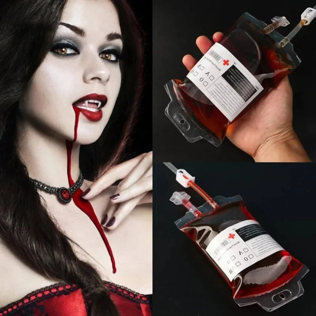 Drink Pouch Blood Bag Design With Serving Syringe