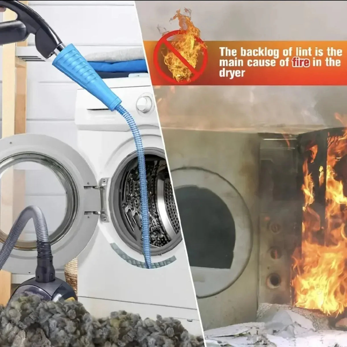 Dryer Vent Cleaner Flexible Vacuum Attachment Universal Fit