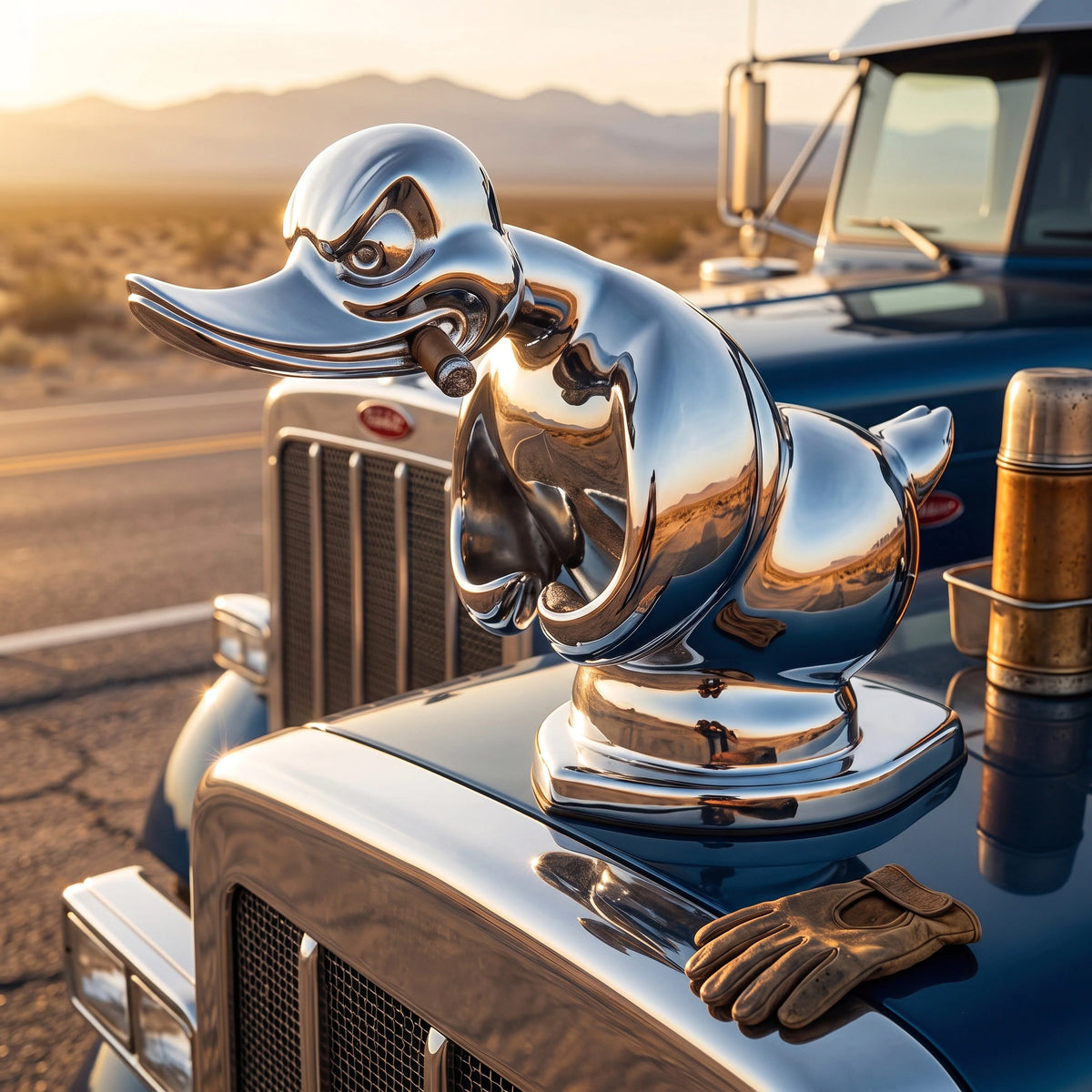 Duck Radiator Emblem Chrome-Plated Pin Mount