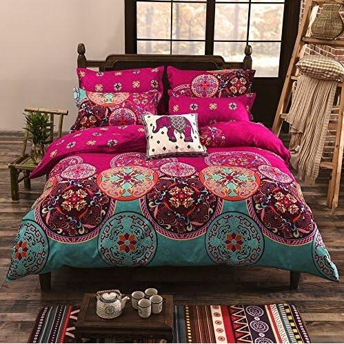 Duvet Cover Blue Orange Geometric Zigzag Machine Washable