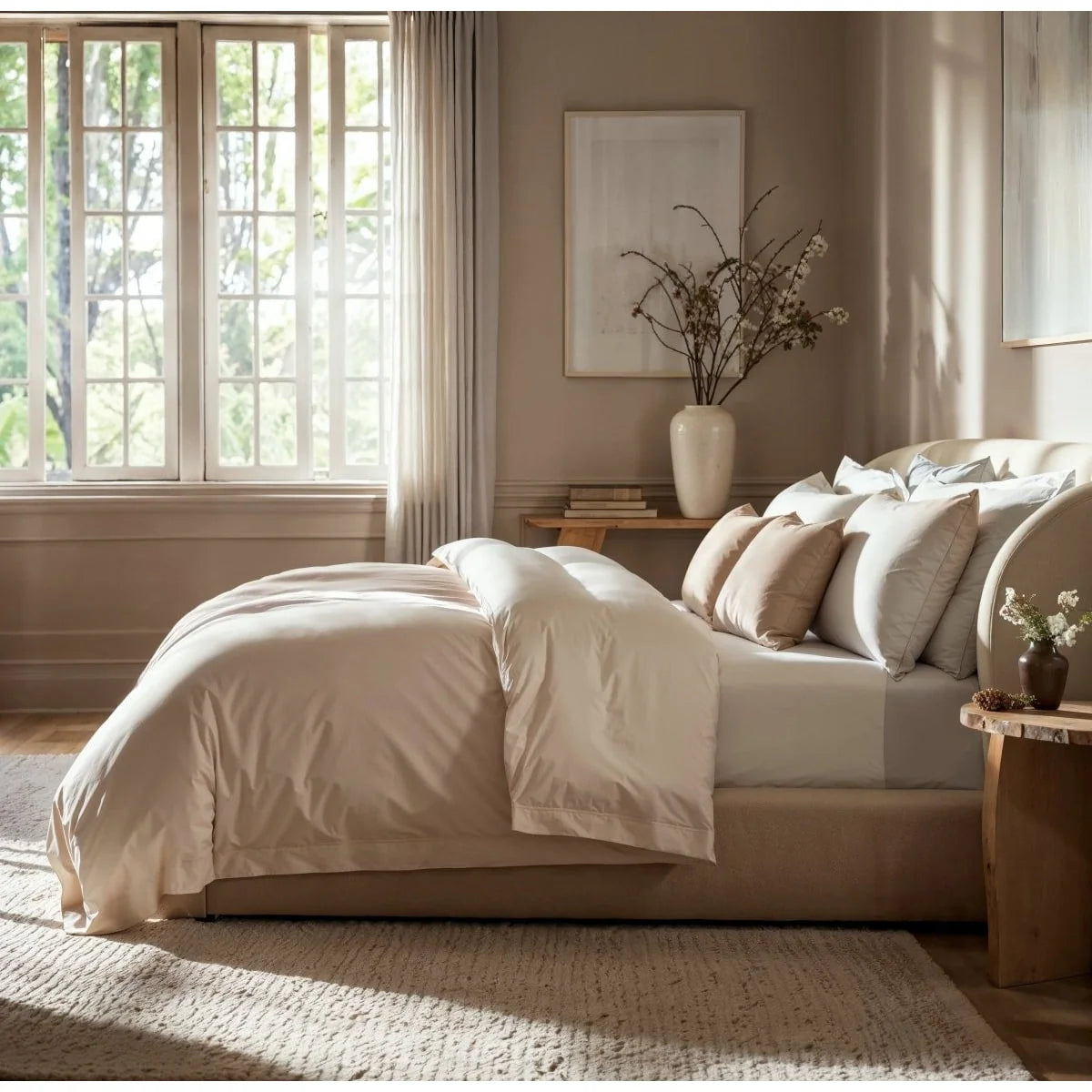 Duvet Cover Set Cotton Sateen Finish Matching Pillowcases