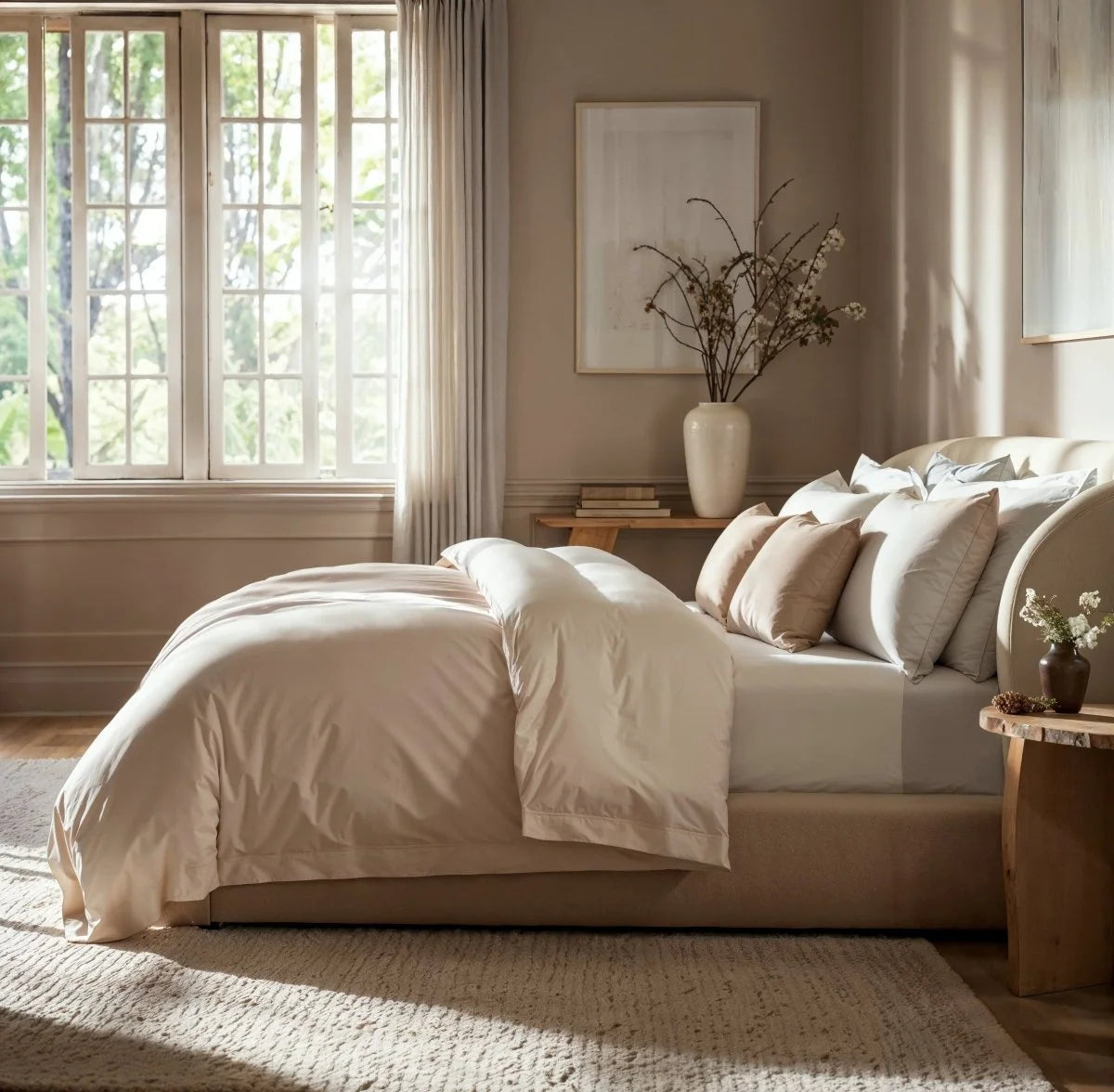 Duvet Cover Set Cotton Sateen Matching Pillowcases Included