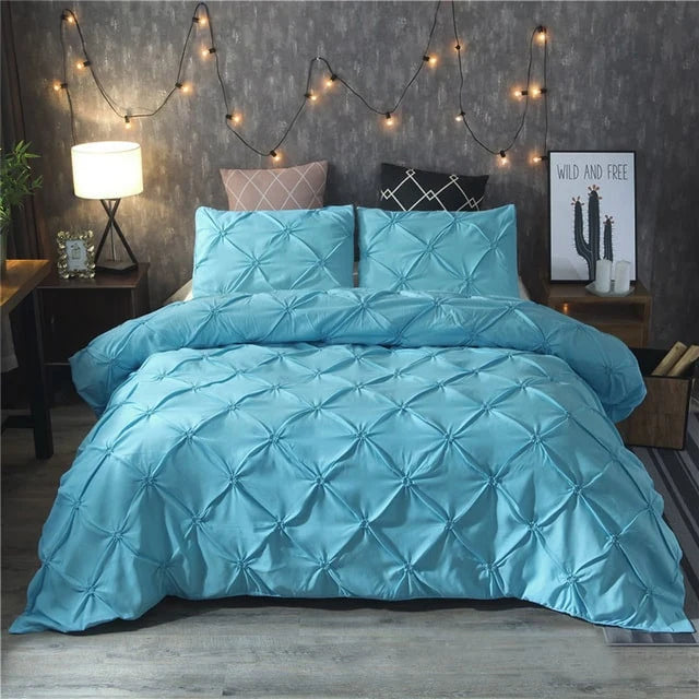 Duvet Cover Set Pintuck Design Matching Pillow Shams