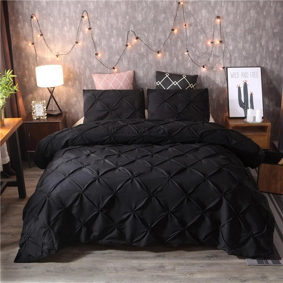 Duvet Cover Set Pintuck Design Matching Pillow Shams