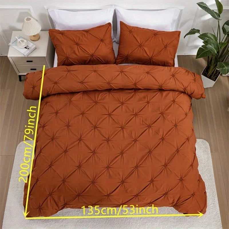 Duvet Cover Set Pintuck Design Matching Pillow Shams