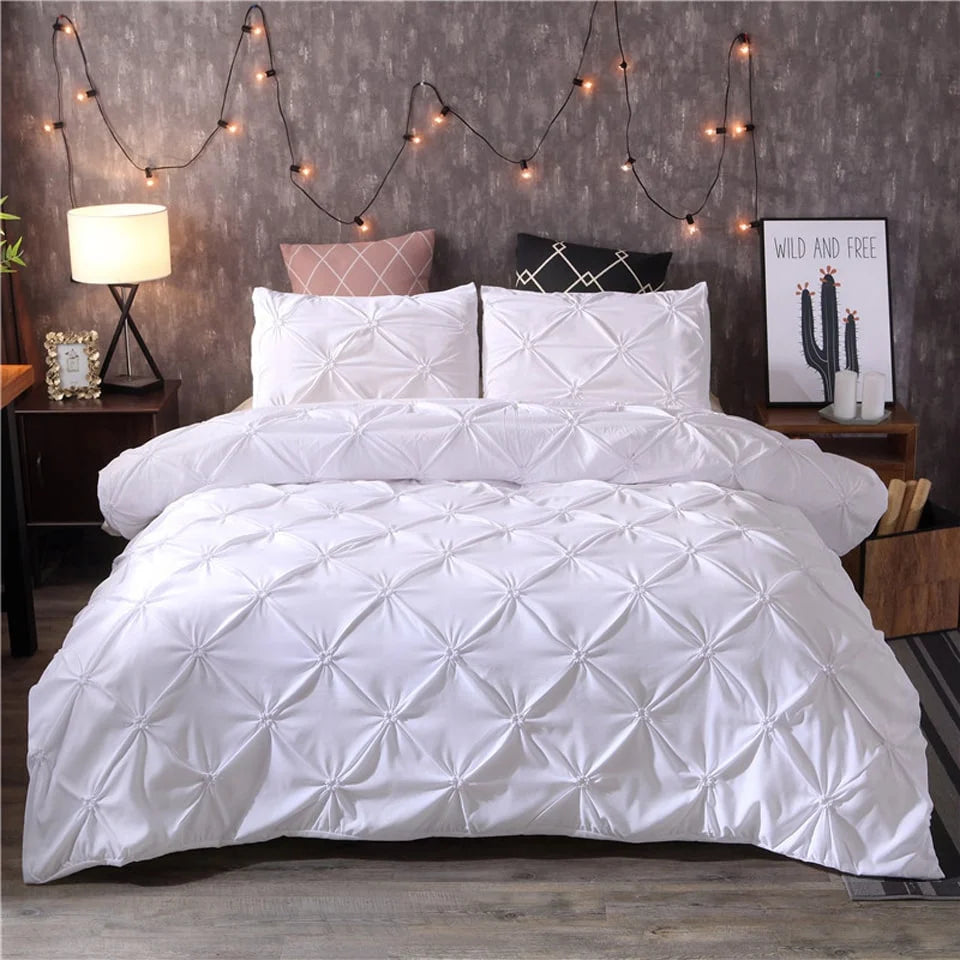 Duvet Cover Set Pintuck Design Matching Pillow Shams