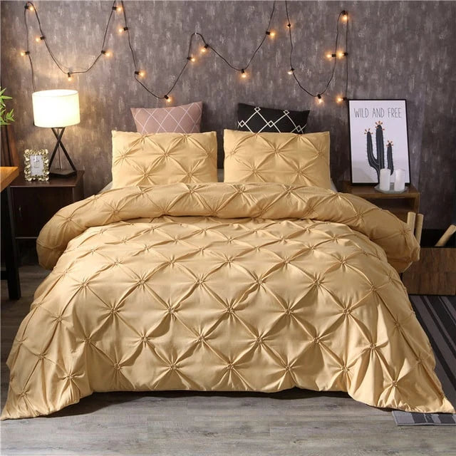 Duvet Cover Set Pintuck Design Matching Pillow Shams