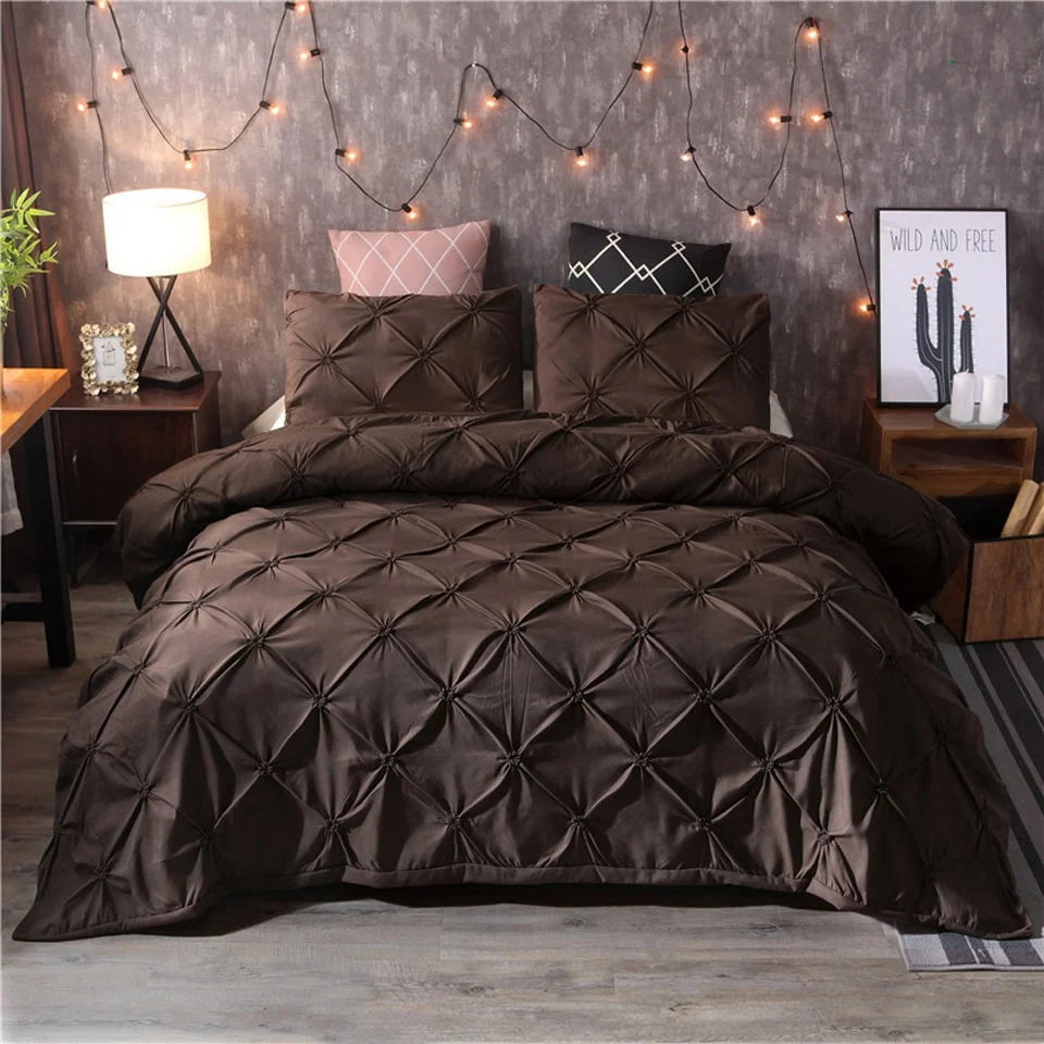 Duvet Cover Set Pintuck Design Matching Pillow Shams