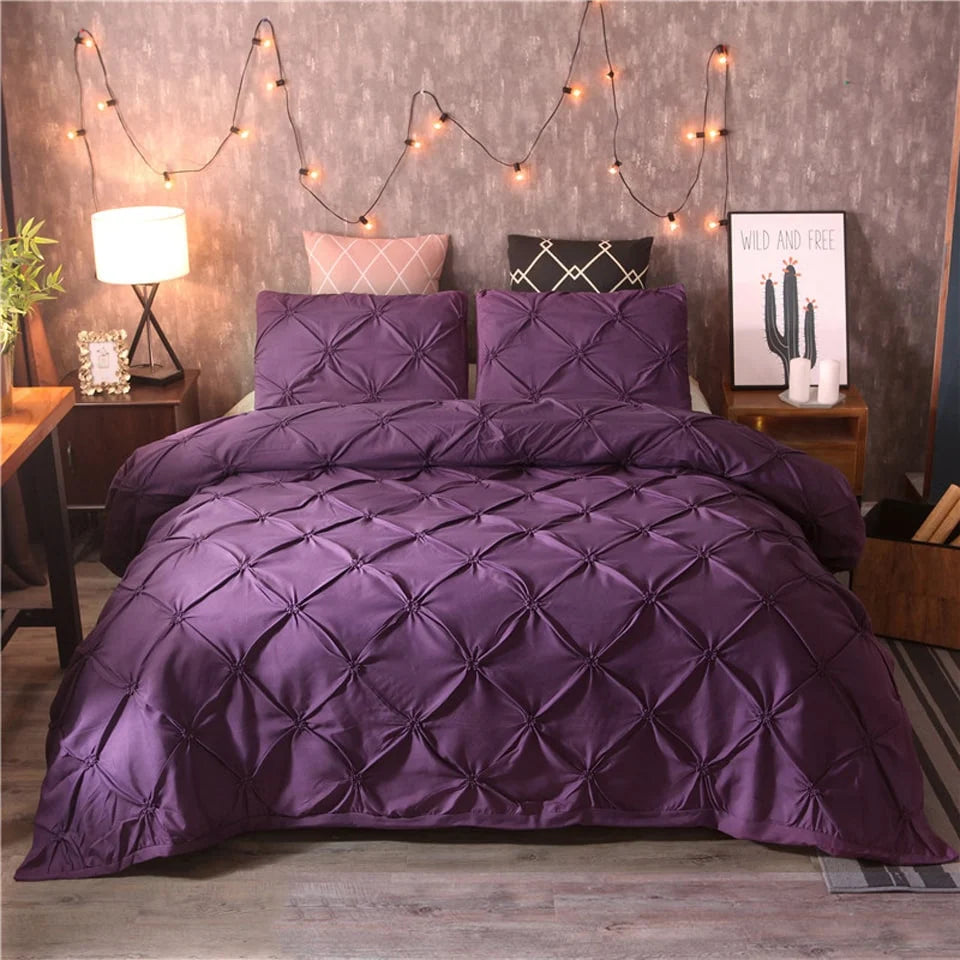 Duvet Cover Set Pintuck Design Matching Pillow Shams