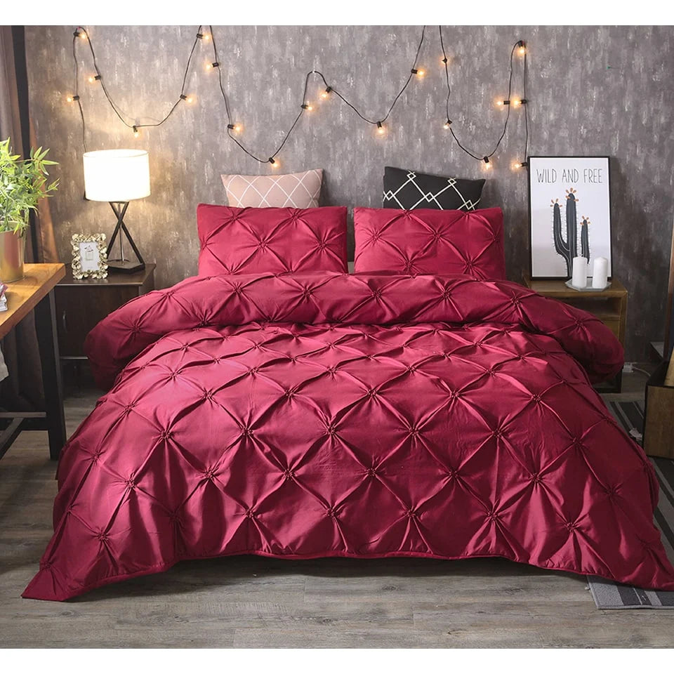Duvet Cover Set Pintuck Design Matching Pillow Shams