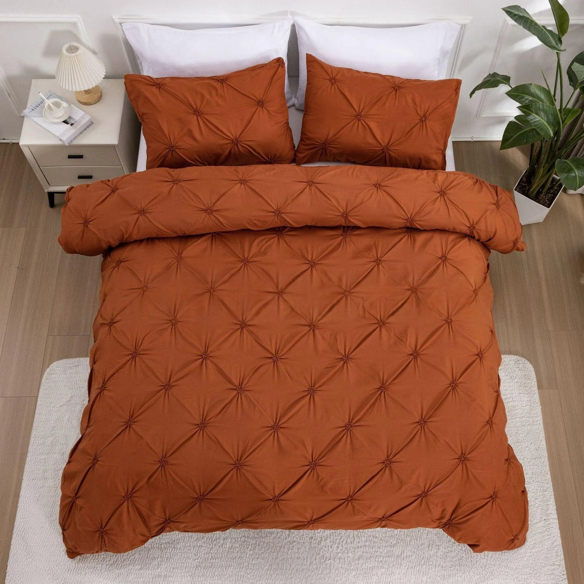 Duvet Cover Set Pintuck Design Matching Pillow Shams