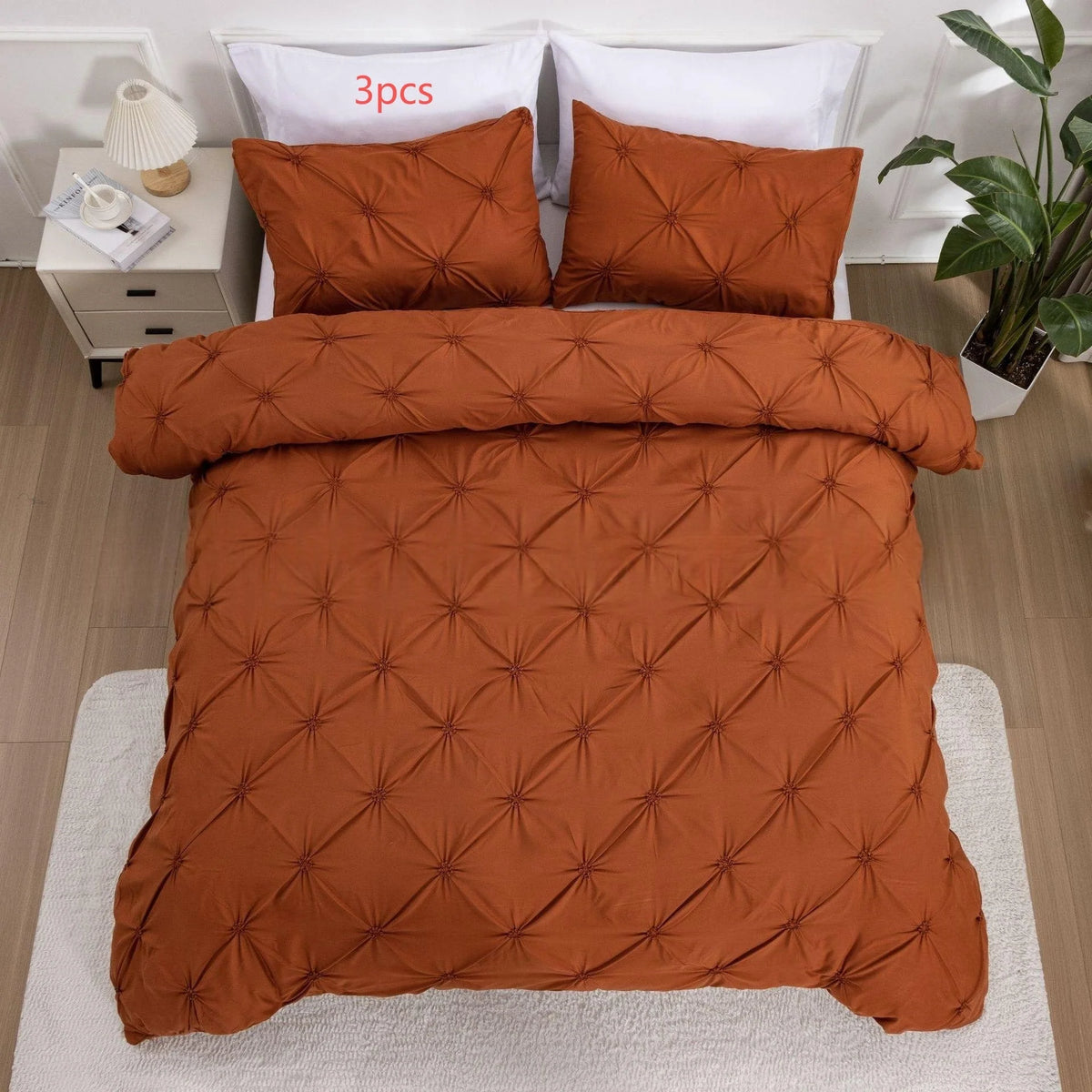 Duvet Cover Set Pintuck Design Matching Pillow Shams