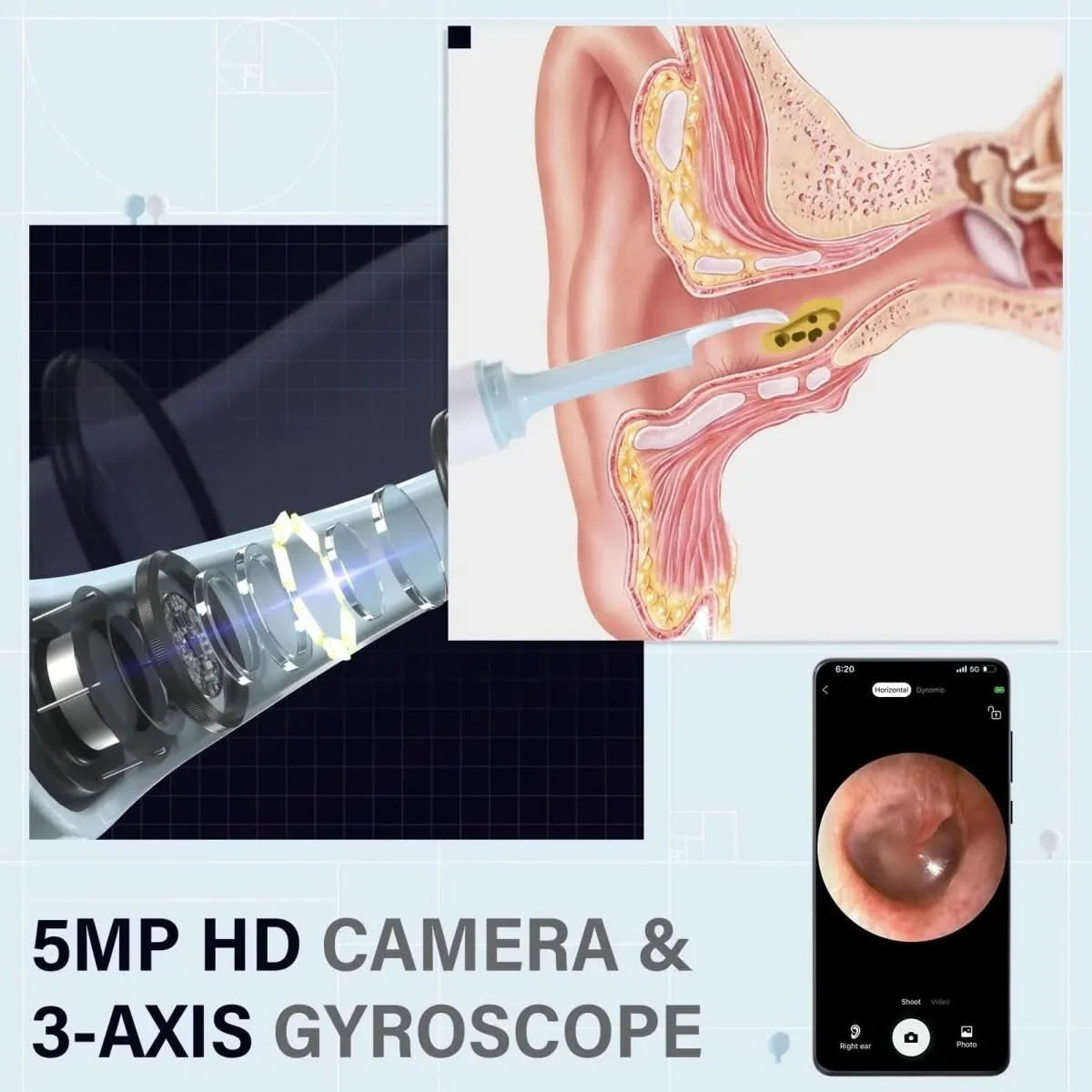 Ear Cleaner Camera HD Wireless Six LED Lights