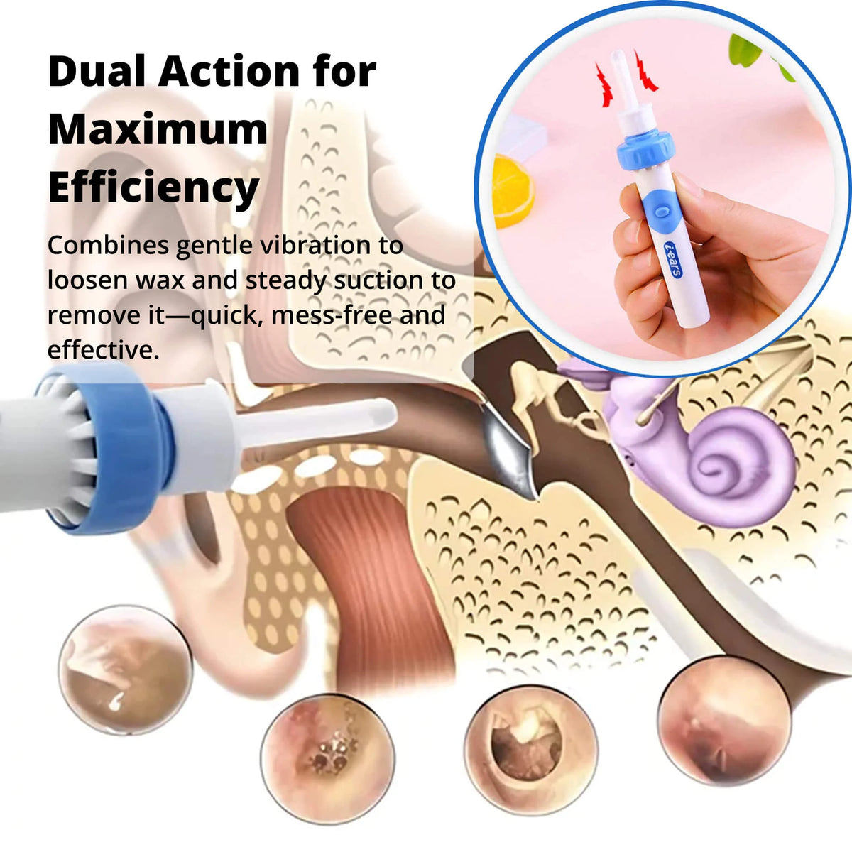 Ear Wax Removal Tool Gentle Suction Silicone Tip