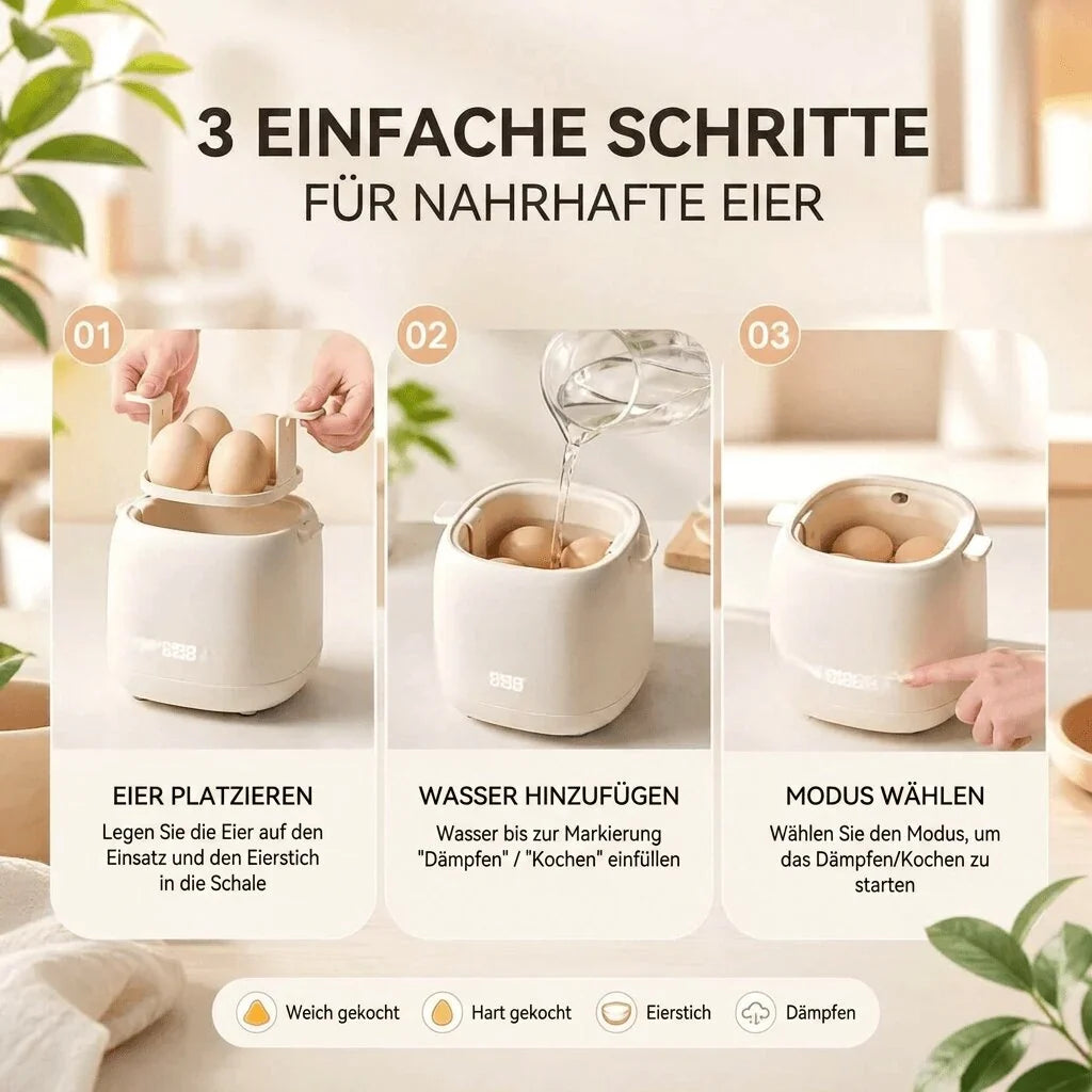 Egg Cooker Electric One-Button Automatic Shutoff Compact