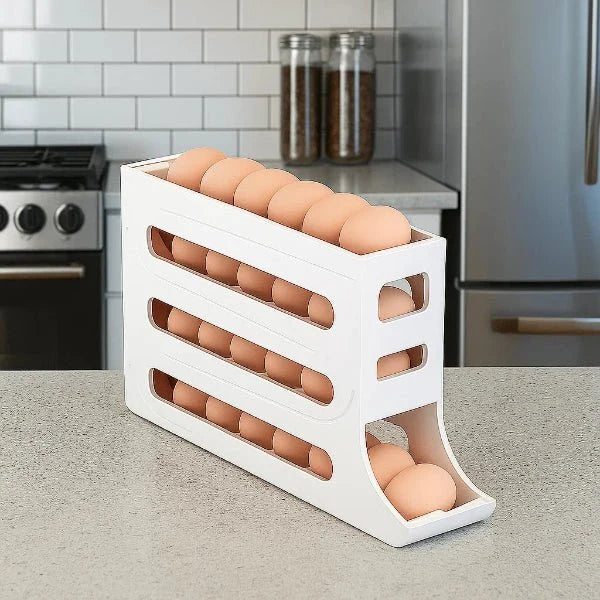 Egg Storage Box Automatic Rolling 30-Egg Capacity Space-Saving