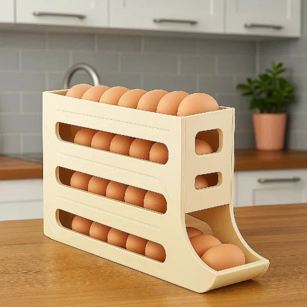 Egg Storage Box Automatic Rolling 30-Egg Capacity Space-Saving