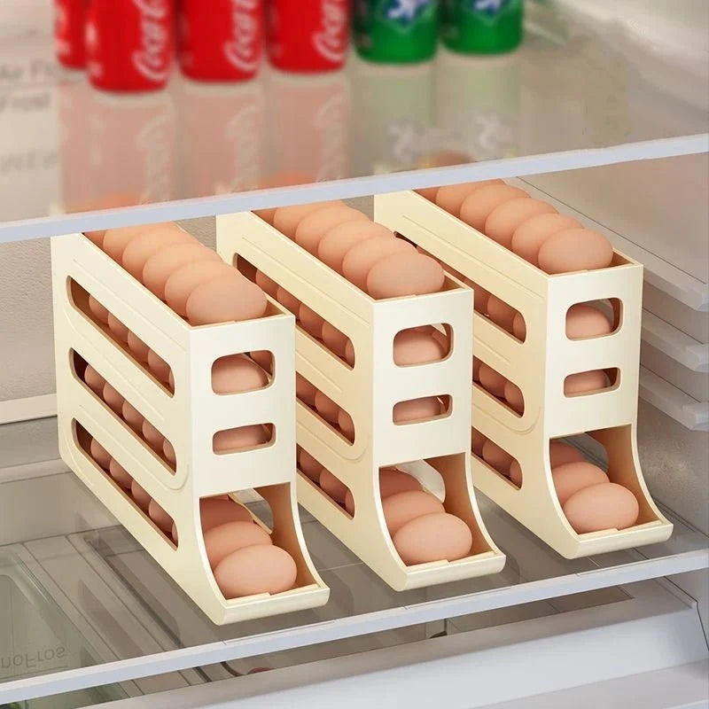 Egg Storage Box Automatic Rolling 30-Egg Capacity Space-Saving