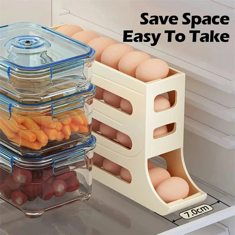Egg Storage Box Automatic Rolling 30-Egg Capacity Space-Saving