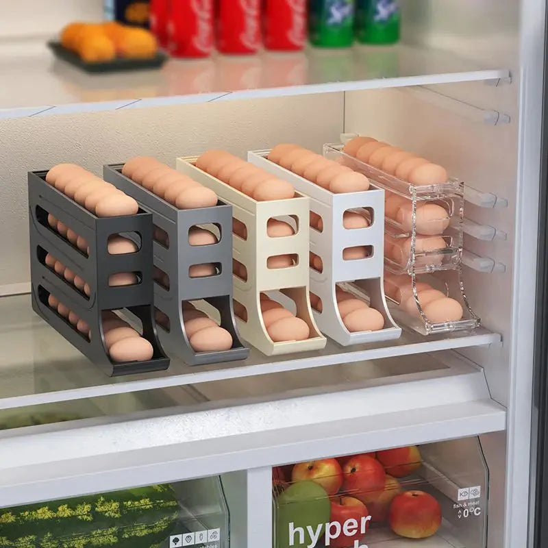 Egg Storage Box Automatic Rolling 30-Egg Capacity Space-Saving