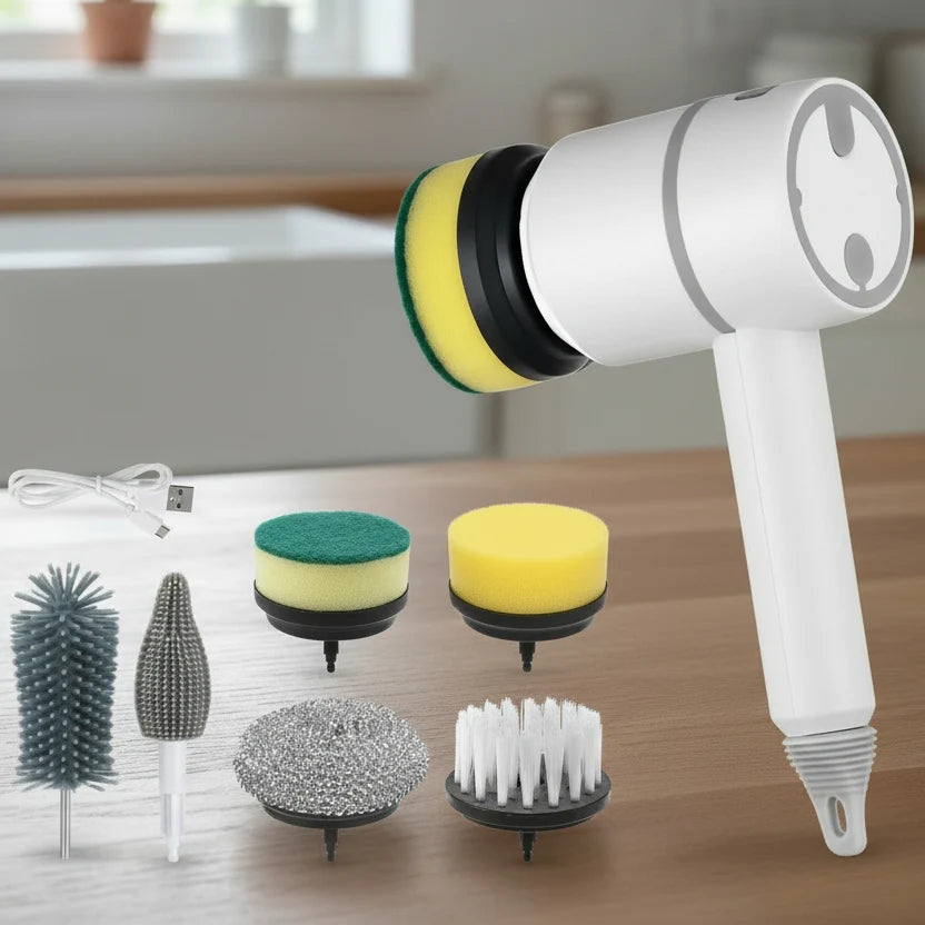 Electric Cleaning Brush Cordless 3-Speed Interchangeable Heads