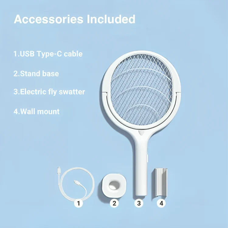 Electric Fly Swatter Five Modes Adjustable Head Rechargeable Foldable
