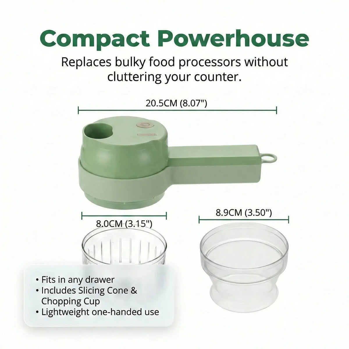 Electric Food Chopper Stainless Steel Blades USB-C Rechargeable