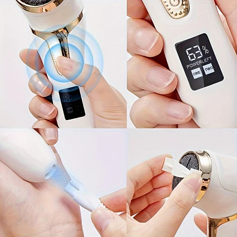 Electric Foot File Callus Remover Quartz Head Built-In Vacuum Waterproof