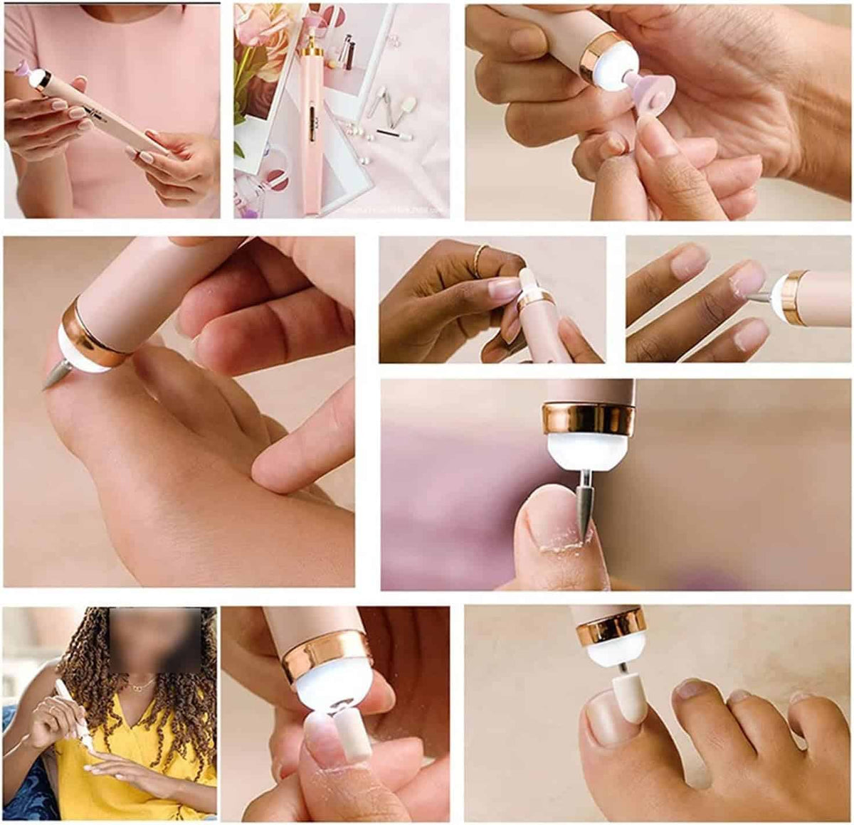 Electric Nail File Rechargeable With LED Light and Five Bits