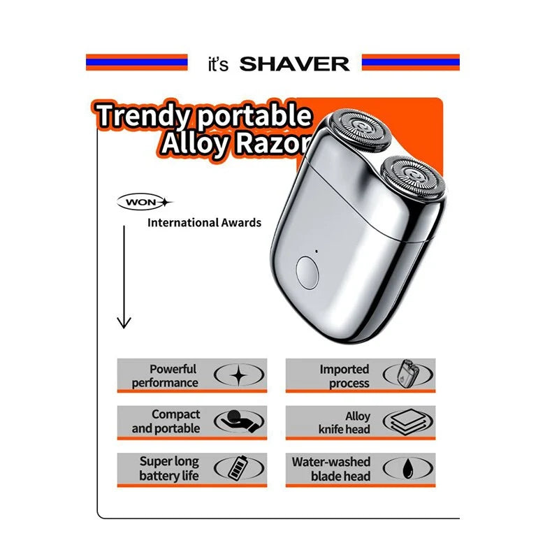Electric Shaver Compact Waterproof Magnetic Charging