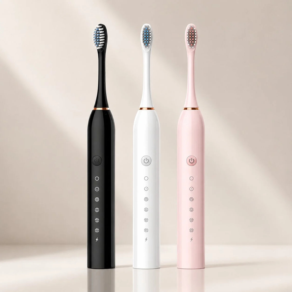 Electric Toothbrush Quiet Sonic USB Rechargeable 8 Replacement Heads