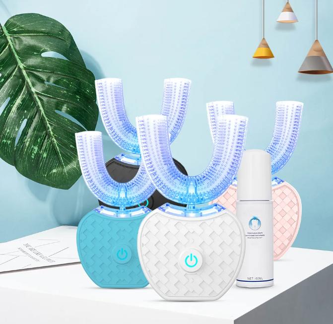 Electric Toothbrush U-Shaped Rechargeable With Blue Light