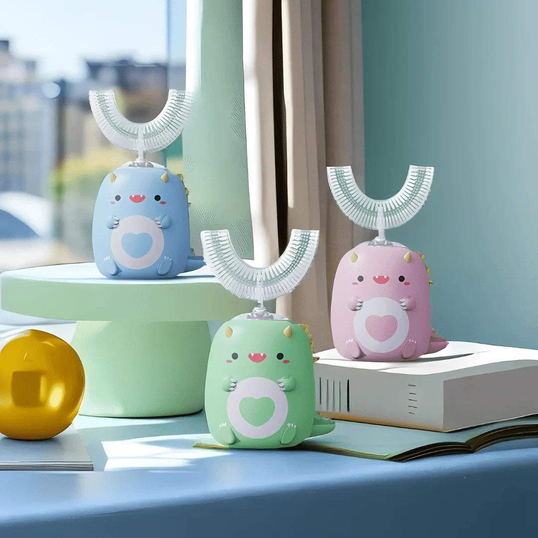 Electric Toothbrush for Kids 360° Cleaning Silicone Dinosaur Design