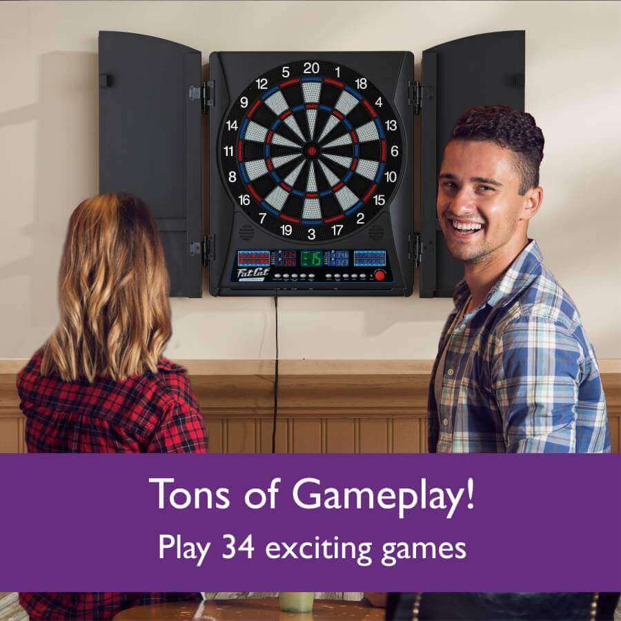 Electronic Dartboard 34 Games Built-In Cabinet Storage