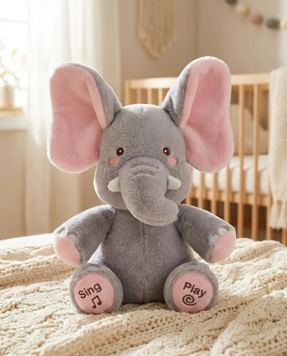 Elephant Plush Toy Interactive Peekaboo & Sing-Along Modes